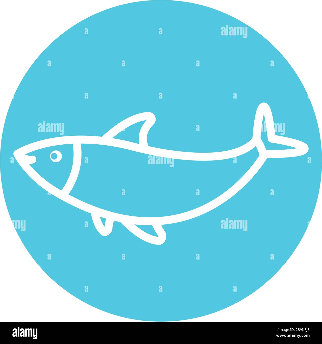 Fish line block style icon design Sea life ecosystem fauna ocean ...
