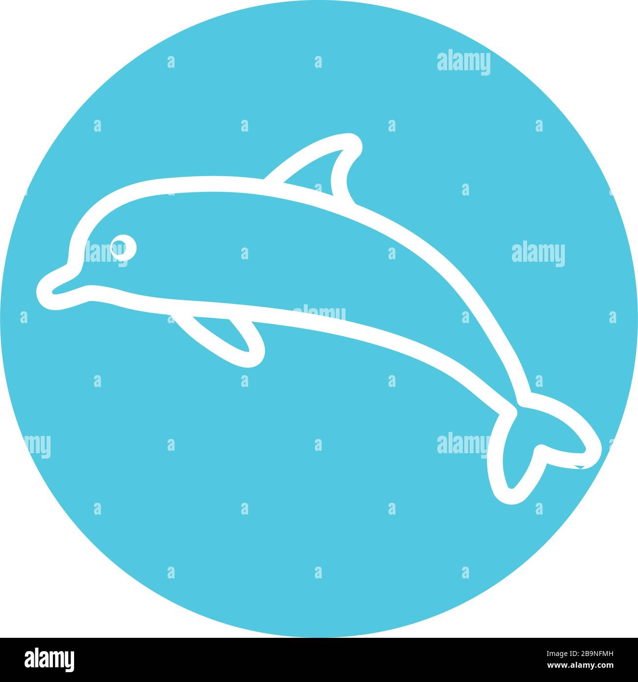 Dolphin line block style icon design Sea life ecosystem fauna ocean ...