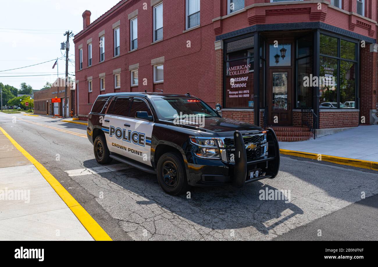 Crown Point, Indiana, USA July 27, 2019 a Chevrolet K9 Unit, responding to a call, driving