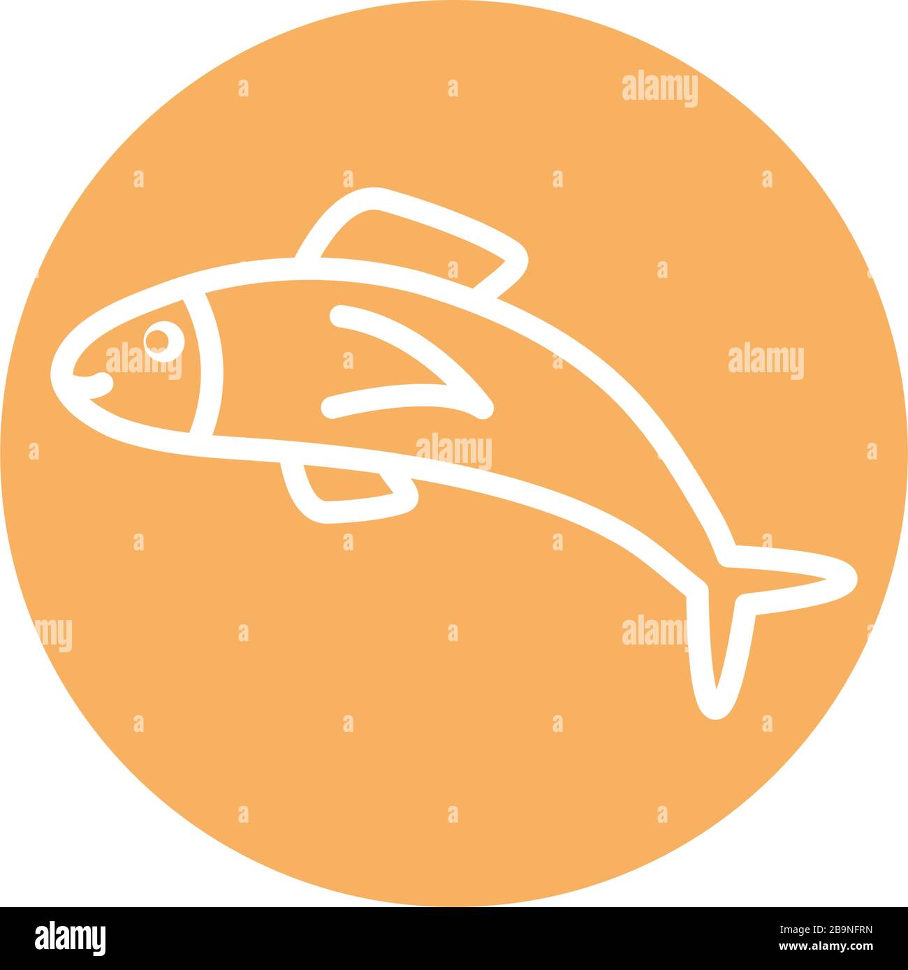 Fish line block style icon design Sea life ecosystem fauna ocean ...