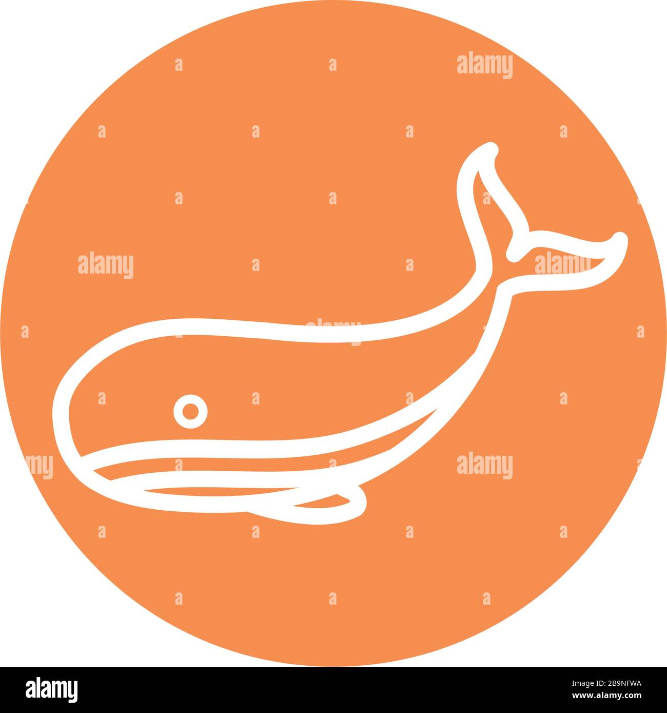 whale line block style icon design Sea life ecosystem fauna ocean ...