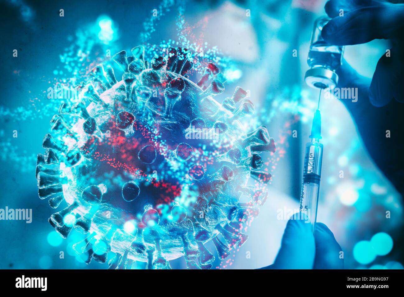 Research and development of vaccines against diseases caused by the virus Stock Photo
