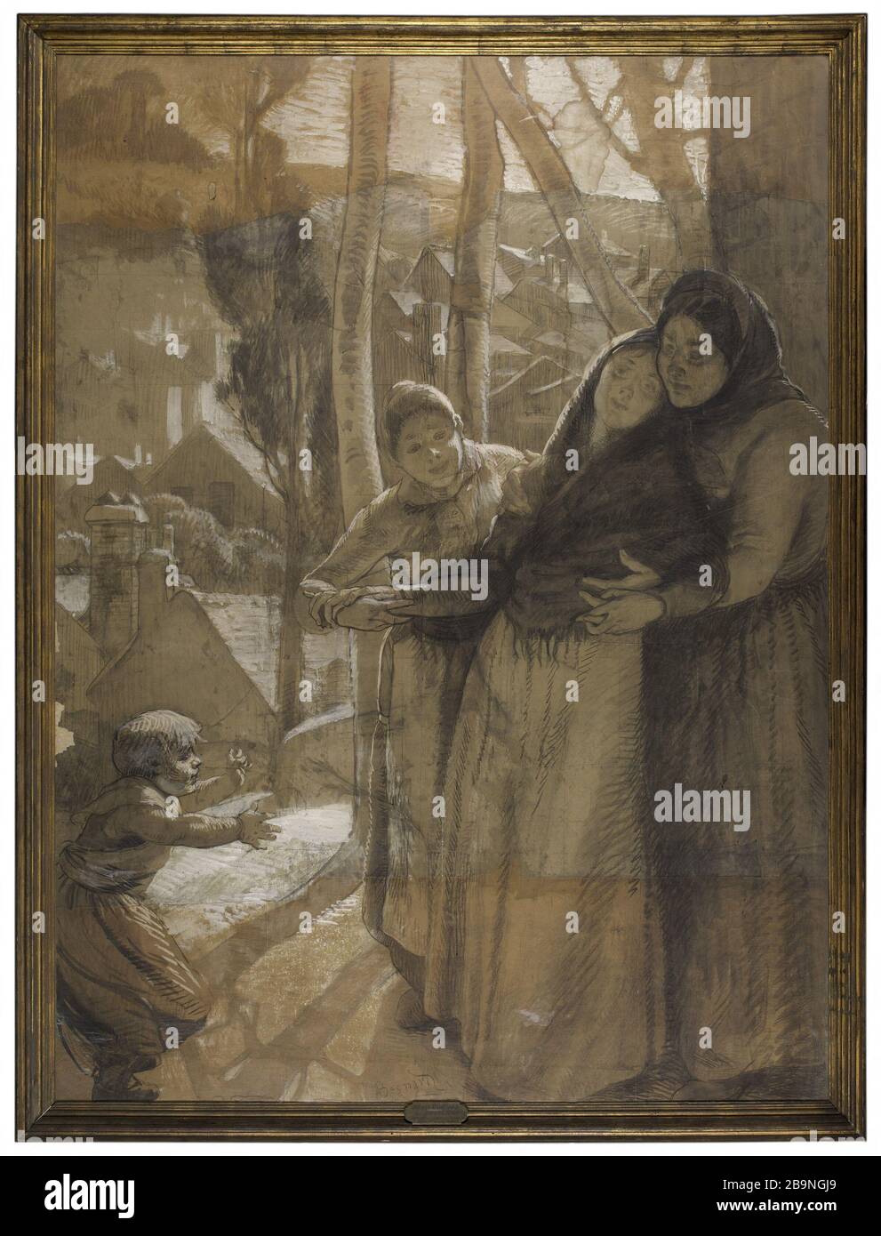 The convalescent Albert Besnard (1849-1934). 'La convalescente'. Lavis d'encre, crayon noir, rehauts de blanc et pastel sur papier. Musée des Beaux-Arts de la Ville de Paris, Petit Palais. Stock Photo