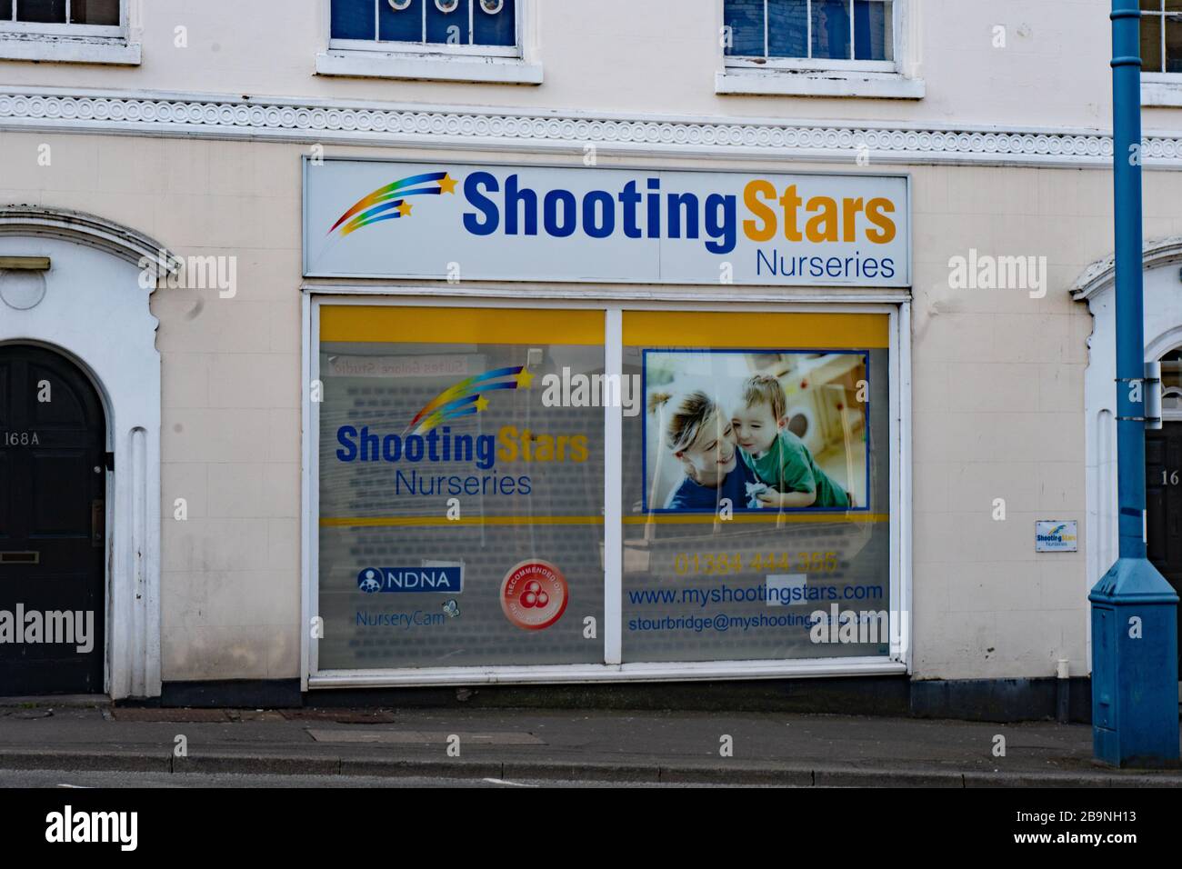 Shooting Stars Nurseries shop front. Stourbridge. West Midlands. March 2020 Stock Photo