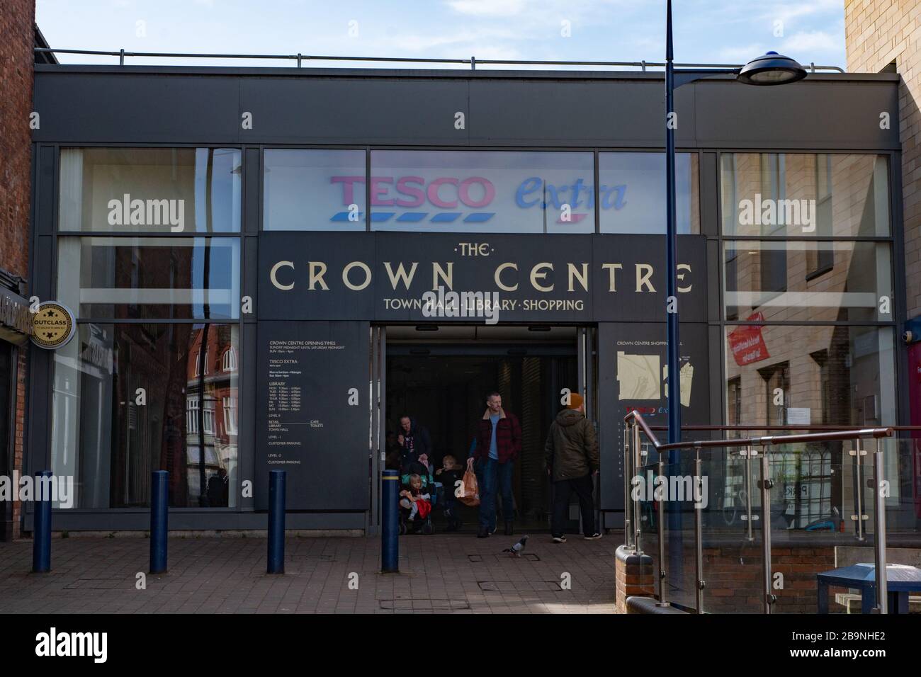 Entrance to The Crown Centre. Stourbrdige, West Midlands. March 2020, day before Coronavirus lockdown. Stock Photo