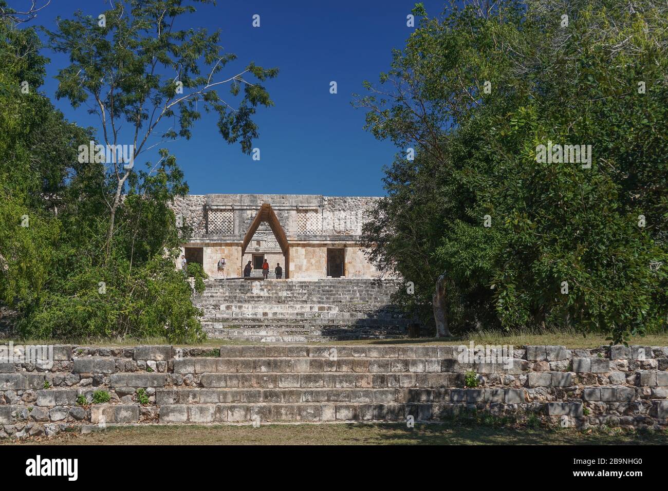Uxmal, Mexico: The Quadrangle of the Birds at the ancient Mayan ruins of Uxmal. Stock Photo