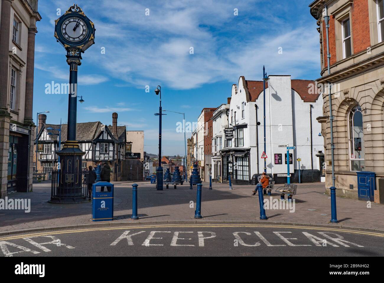 Looking towards the Lower High Street, Stourbridge town centre. West Midlands. March 2020 Stock Photo