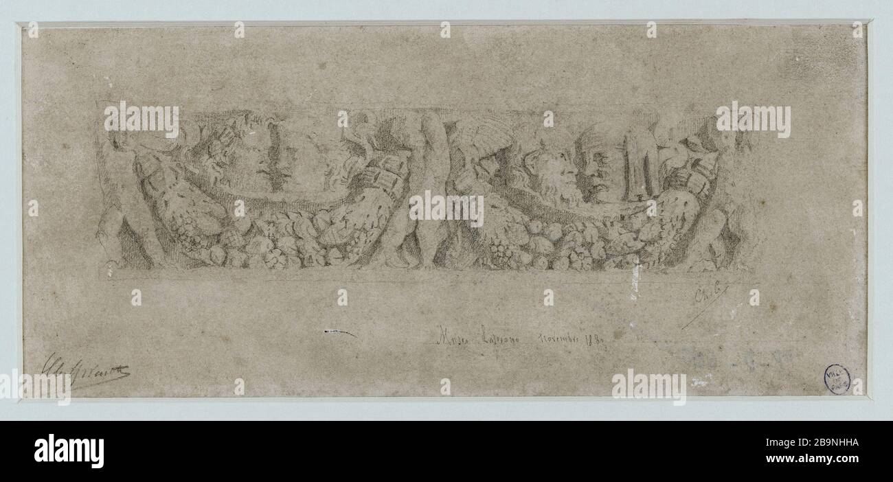 Copying an antique bas-relief Charles Girault (1851-1932). Copie d'un bas-relief antique. Mine de plomb sur papier. 1881. Musée des Beaux-Arts de la Ville de Paris, Petit Palais. Stock Photo