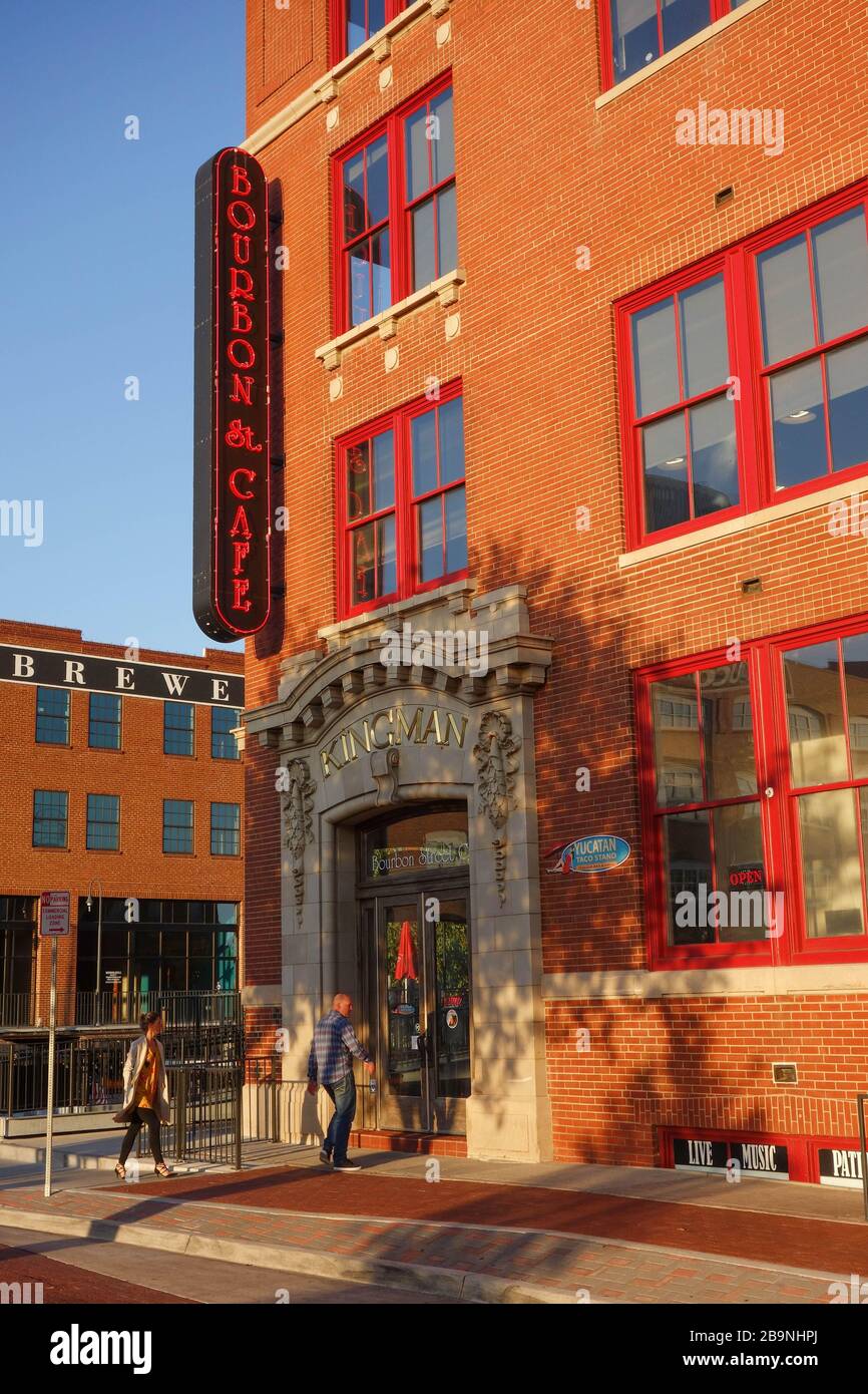 Bourbon Cafe in Bricktown, Oklahoma City, OK Stock Photo