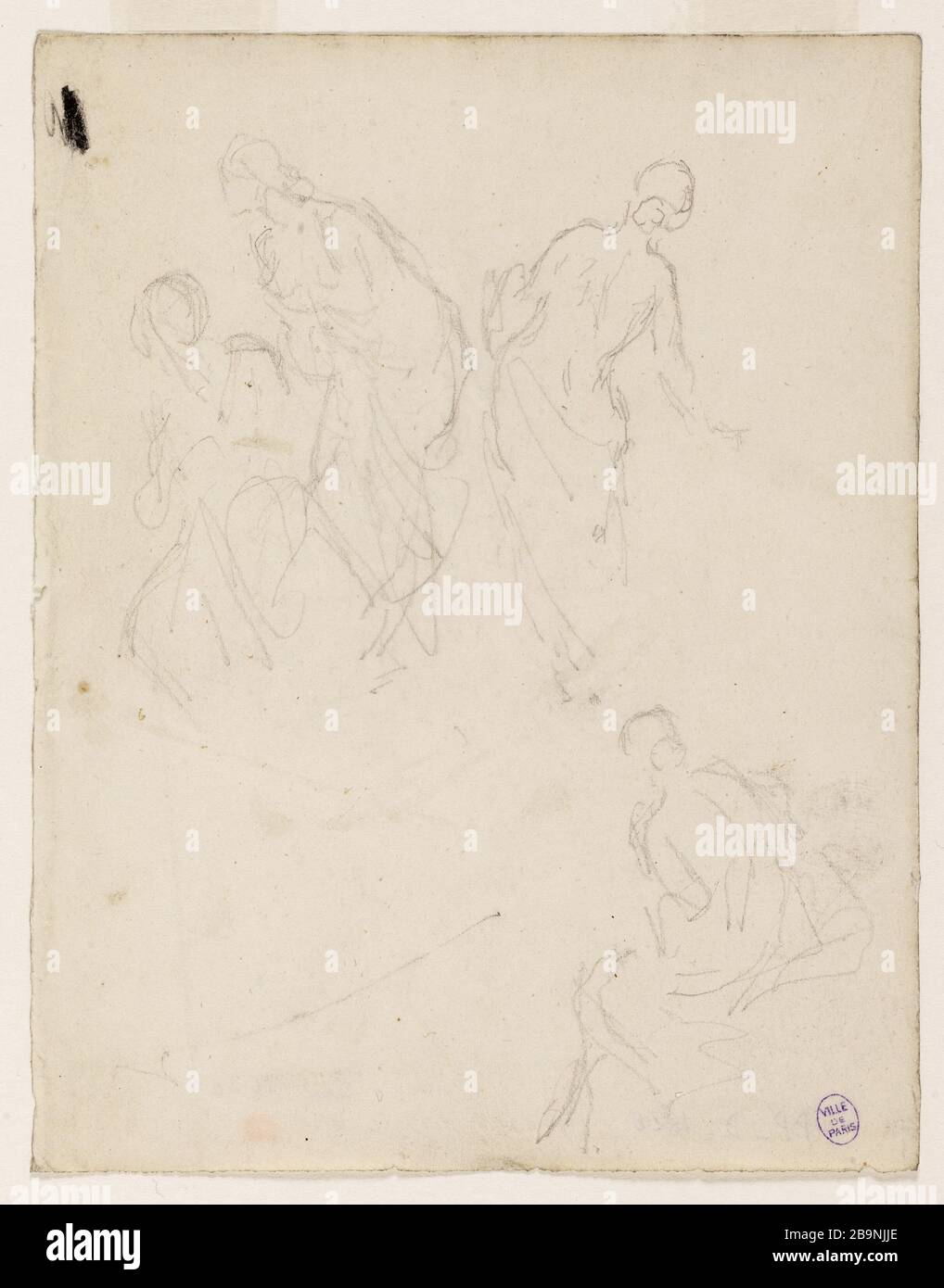Four sketches of draped women Narcisse Diaz de La Pena (1807-1876). Quatre esquisses de femmes drapées. Crayon graphite sur papier. Musée des Beaux-Arts de la Ville de Paris, Petit Palais. Stock Photo