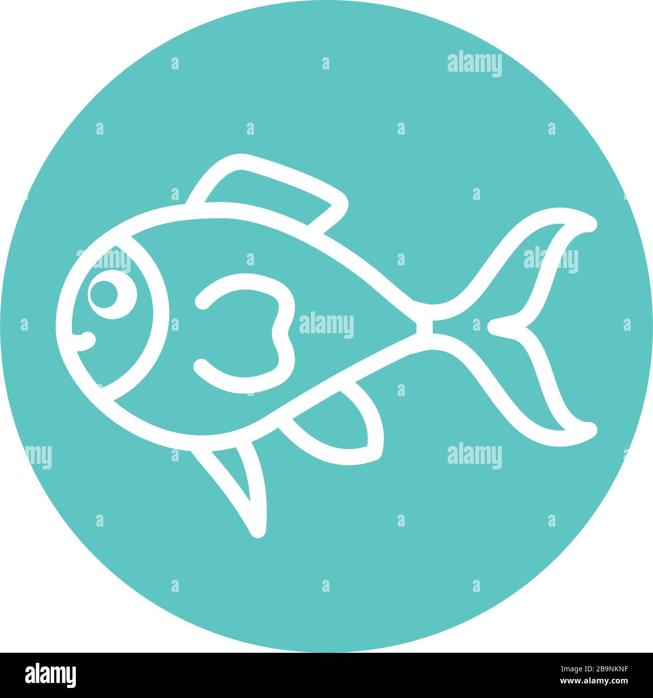 Fish line block style icon design Sea life ecosystem fauna ocean ...