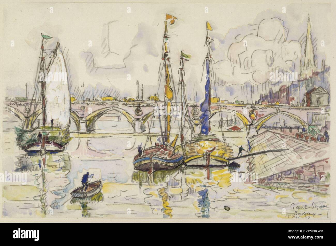The port of Bordeaux Paul Signac (1863-1935). 'Le port de Bordeaux'. Aquarelle sur papier, 1930. Musée des Beaux-Arts de la Ville de Paris, Petit Palais. Stock Photo