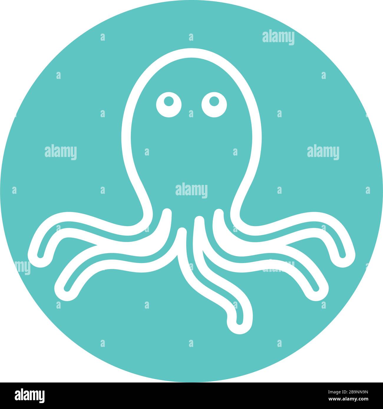 octopus line block style icon design Sea life ecosystem fauna ocean ...