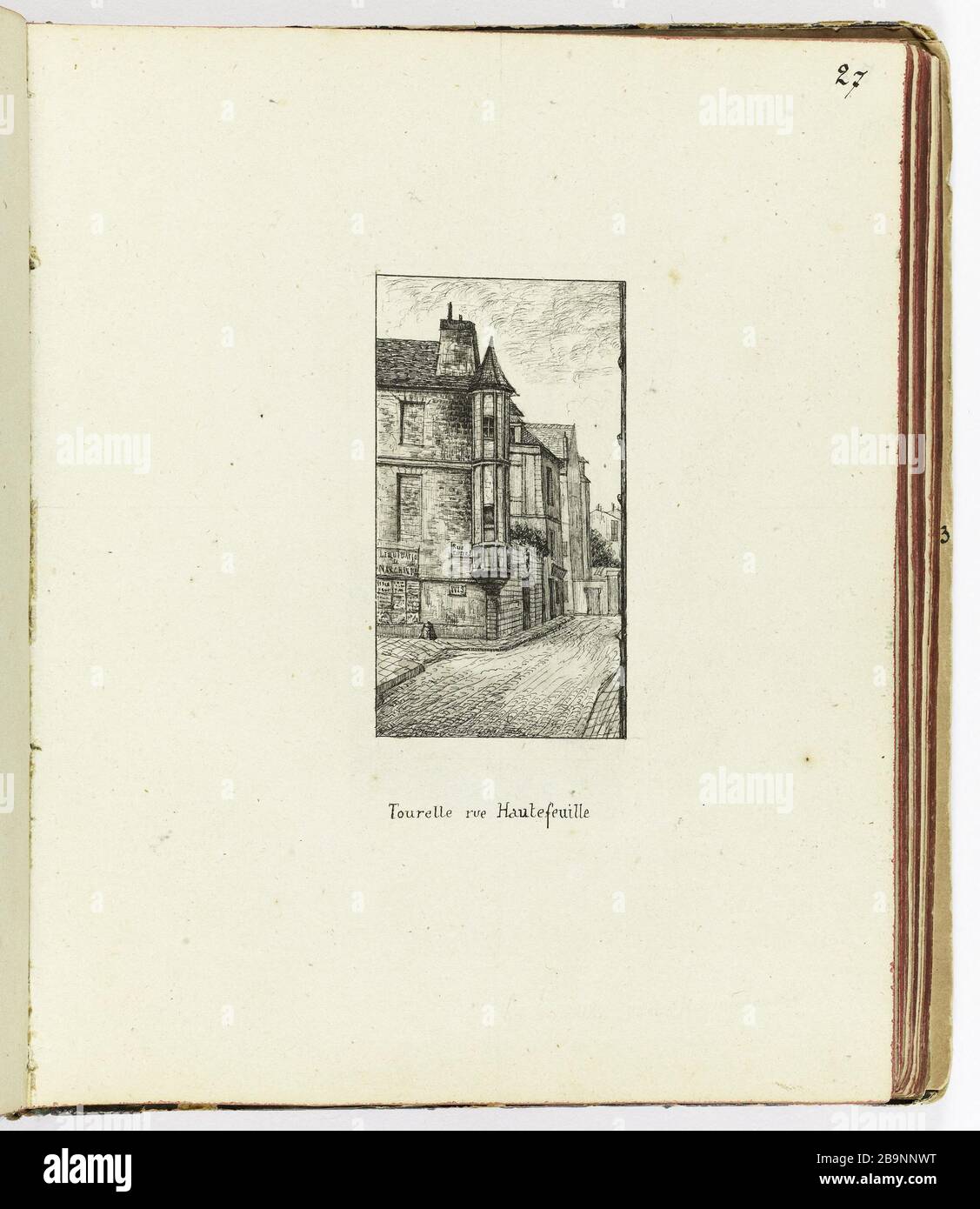 Collection of 102 drawings [Old Paris] Turret Rue Hautefeuille Henri Chapelle (1850-1925). 'Le Vieux Paris'. Recueil de 102 dessins. Tourelle rue Hautefeuille. Paris, musée Carnavalet. Stock Photo