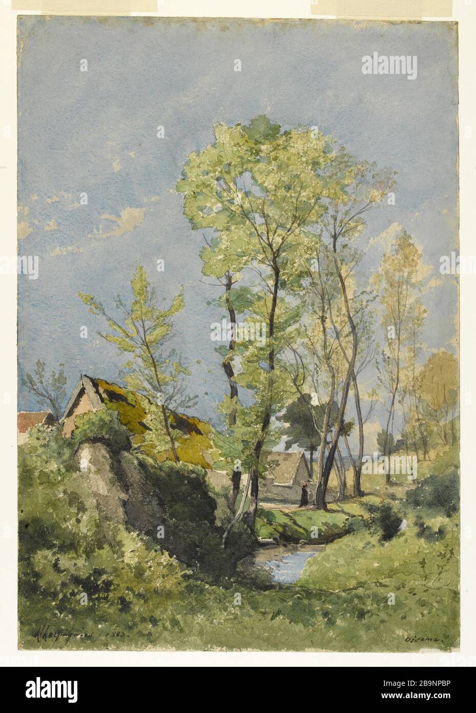 LANDSCAPE Henri Joseph Harpignies (1819-1916). 'Paysage'. Aquarelle, s.d. Musée des Beaux-Arts de la Ville de Paris, Petit Palais. Stock Photo