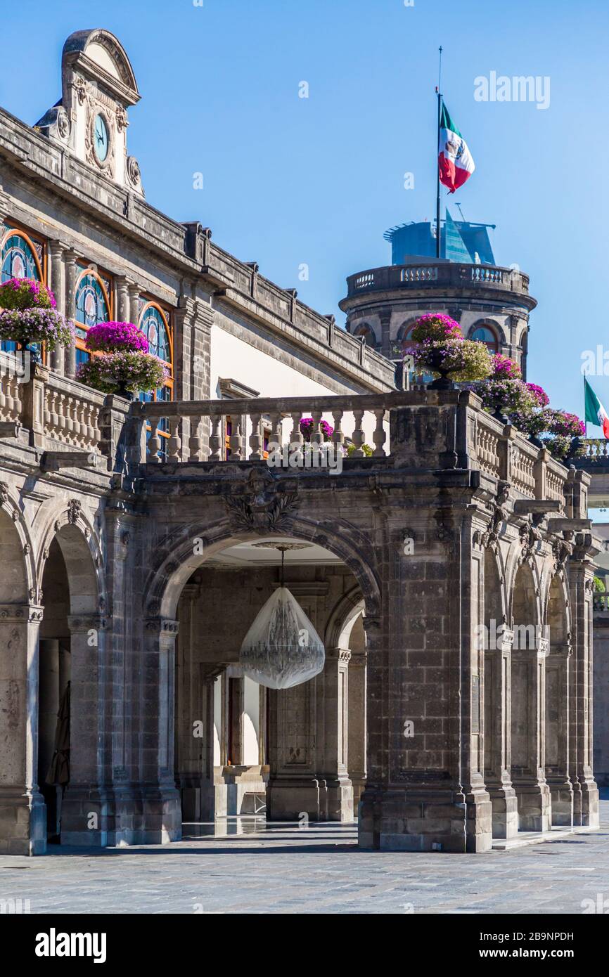 Chapultepec Castle, in Mexico City, was once home to Emperor Maximilian I and to Mexican Presidents until 1939.  It is now the National Museum of Hist Stock Photo