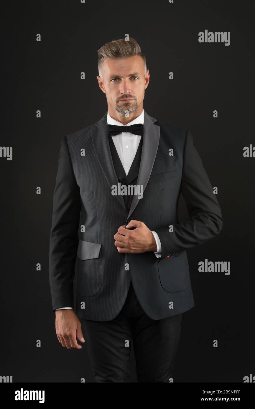 classics. Bearded man with formal look 