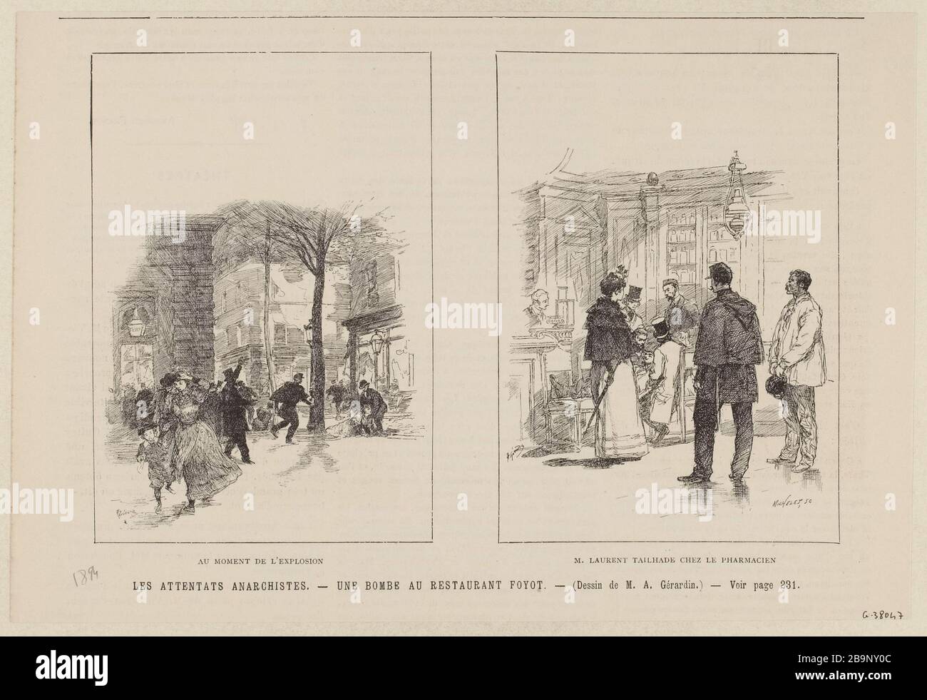 Gravure Ancienne 1894 - Anarchiste à La Bombe Au Restaurant Foyot Paris