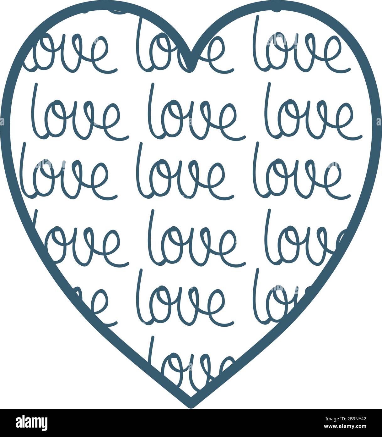 Heart with love texts line style icon design of love passion romantic ...