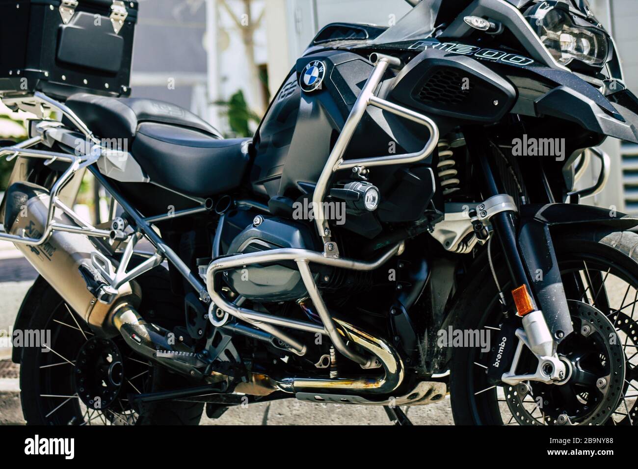 Limassol Cyprus March 24 2020 View Of A Bmw Motorcycle Parked In The Streets Of Limassol In Cyprus Island Stock Photo Alamy