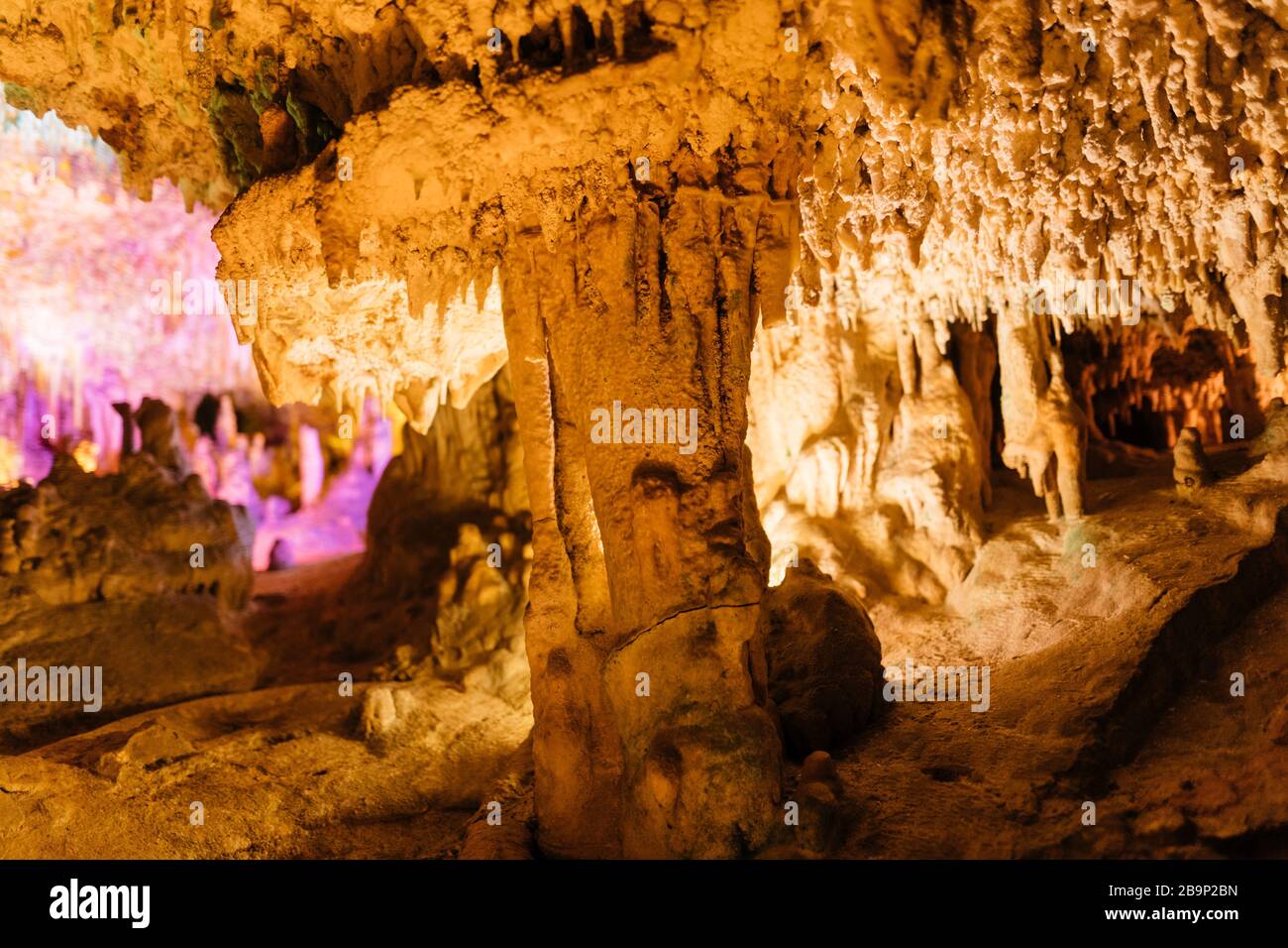 Beautiful shot of stalactite formation in Stalactite Cave, Israel Stock Photo
