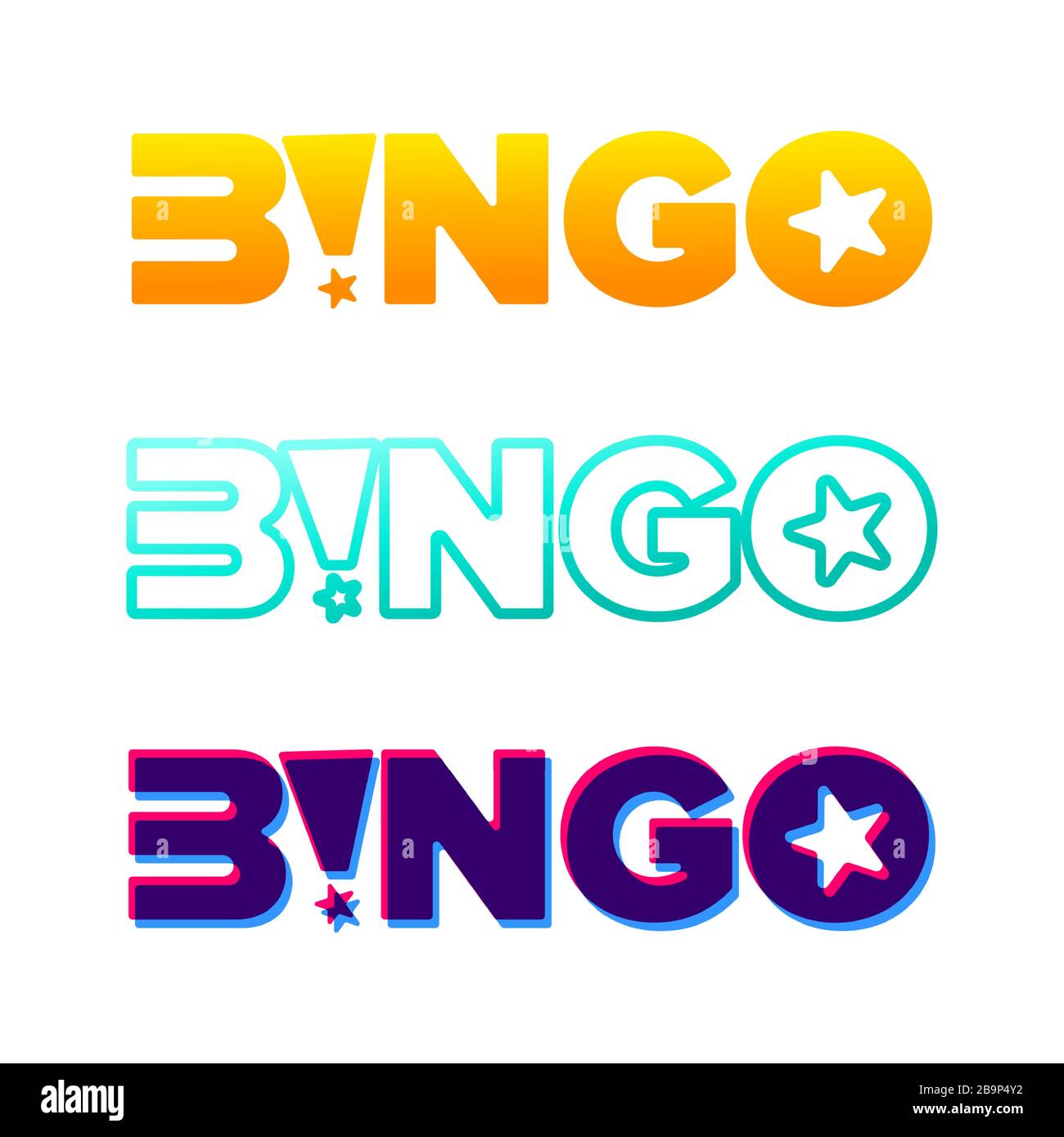 Bingo vector typography. Lottery retro glowing lettering. Game of chance and casino concept. Stock Vector