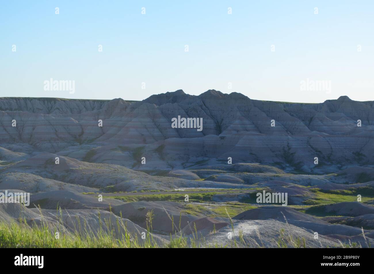 Late Spring in South Dakota: Overlooking the Loop Road and Big Foot Pass in Badlands National Park Stock Photo
