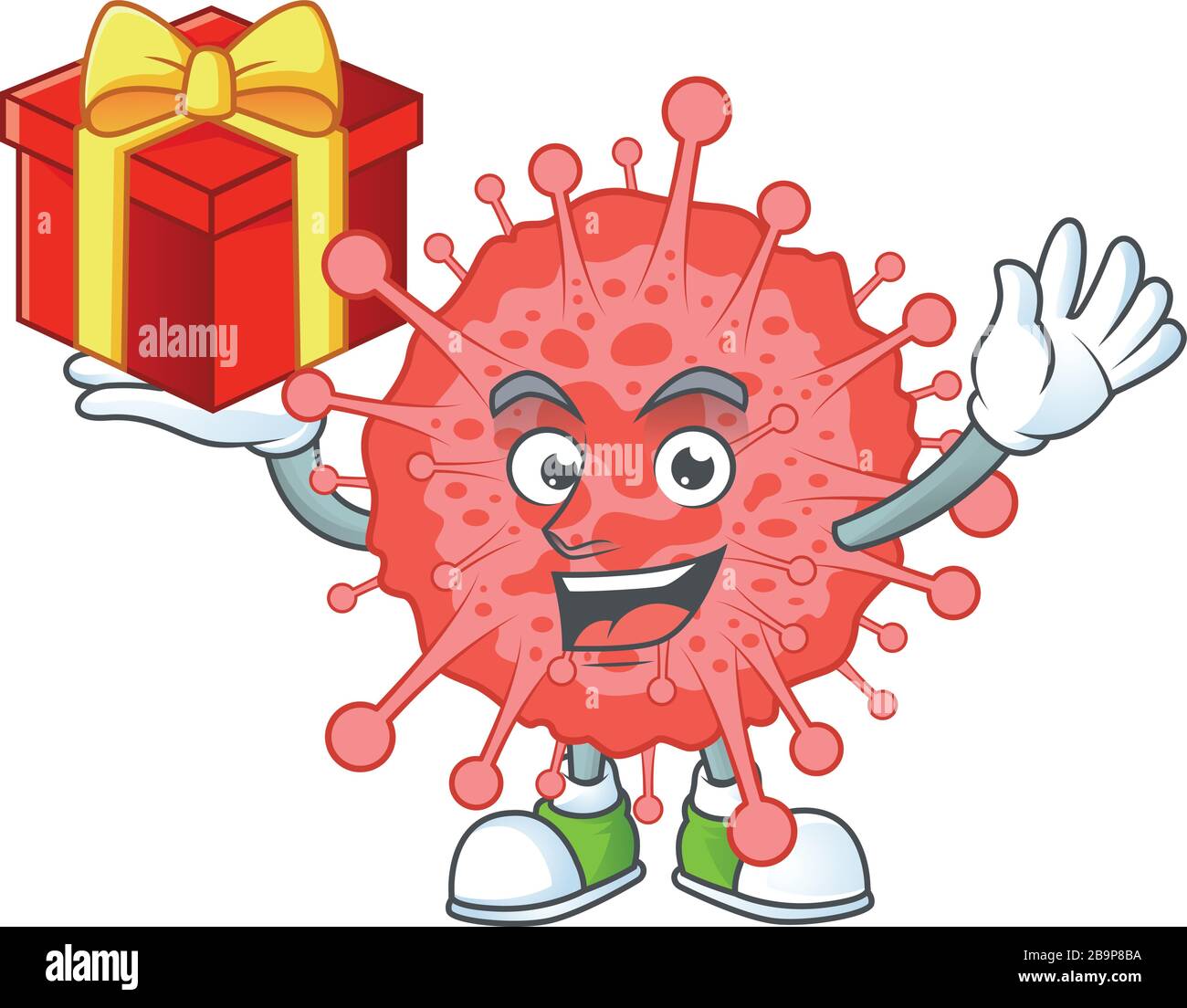 A mascot design style of coronavirus disaster showing crazy face Stock Vector