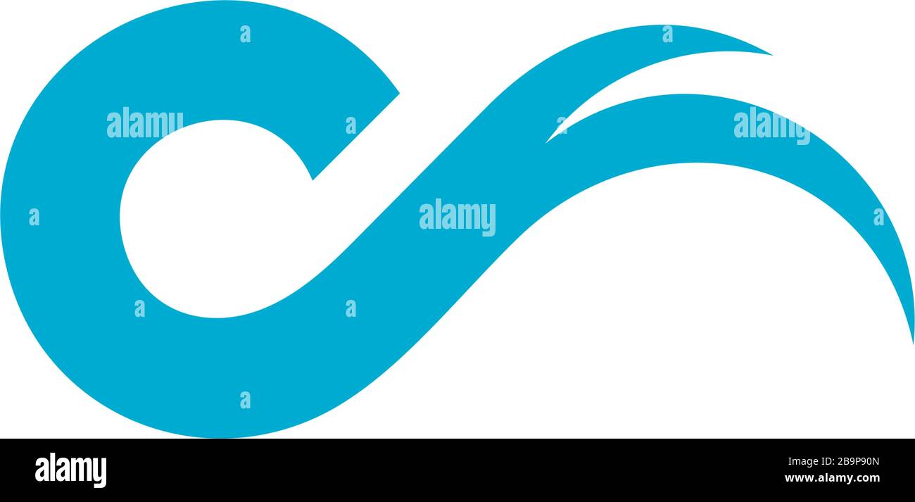 simple geometric motion waves letter c logo vector Stock Vector