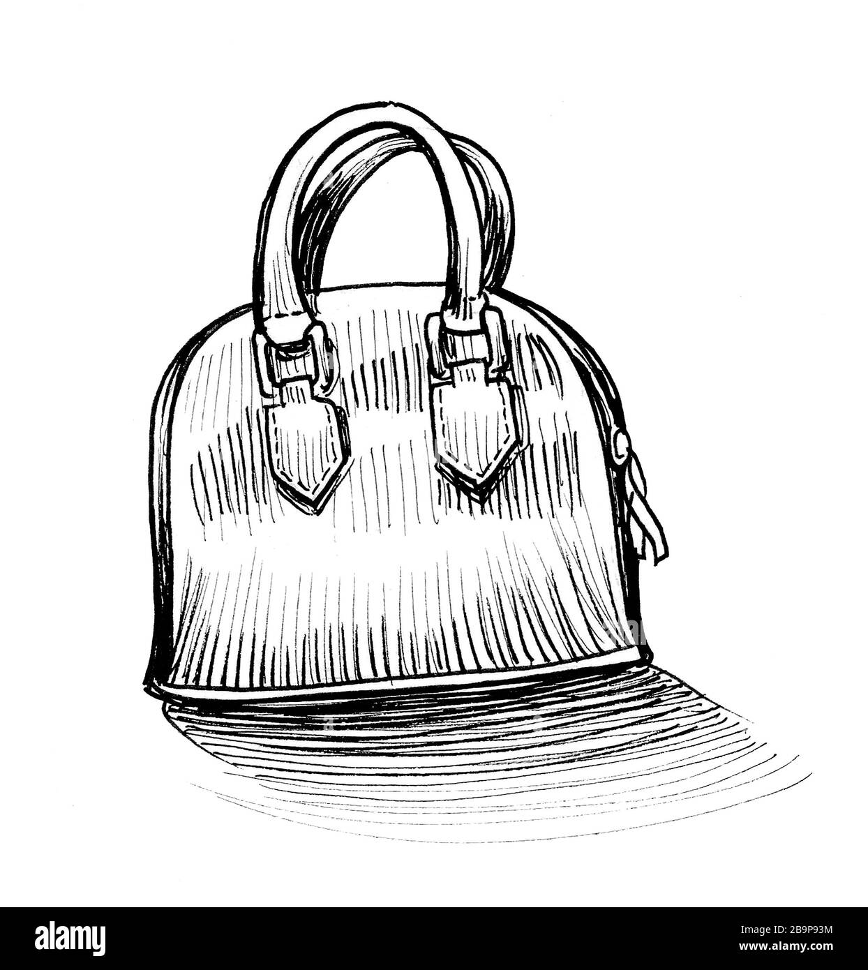 Sketch of a hand holding a ladies bag set posters for the wall  posters  hand handbag doodle  myloviewcom