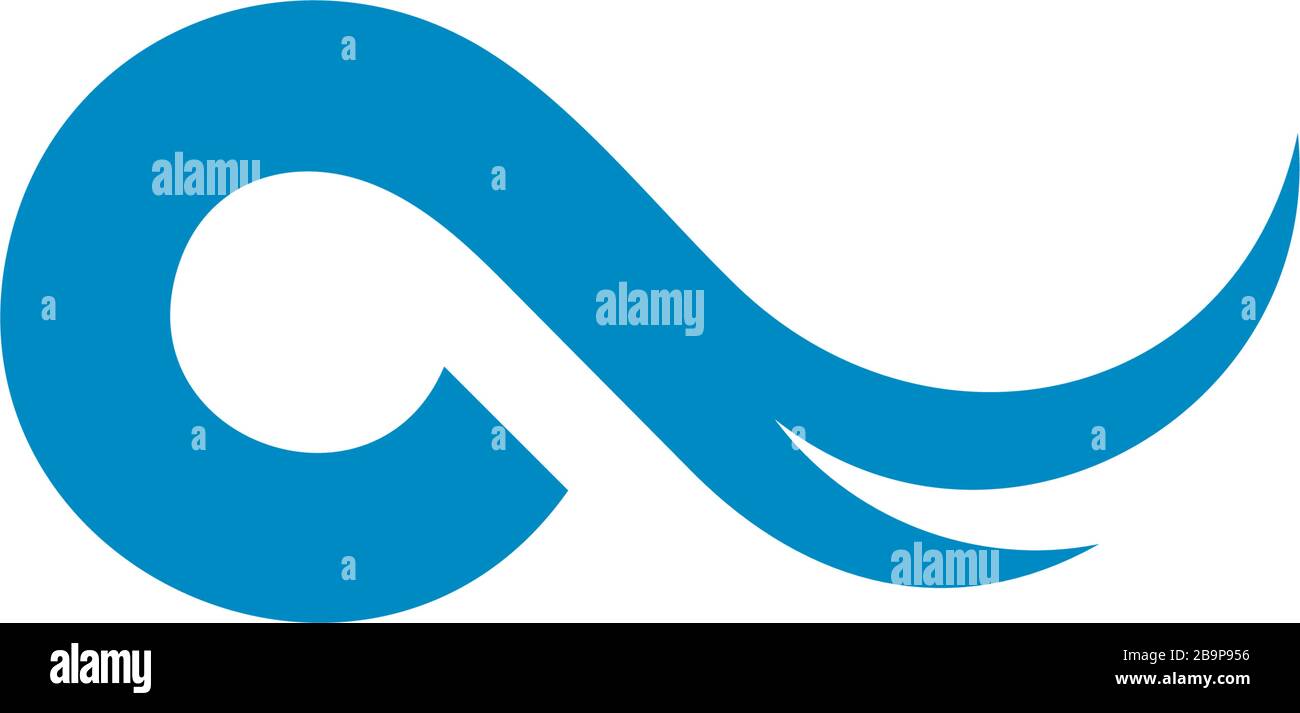 simple geometric motion blue ocean waves rotation logo vector Stock Vector