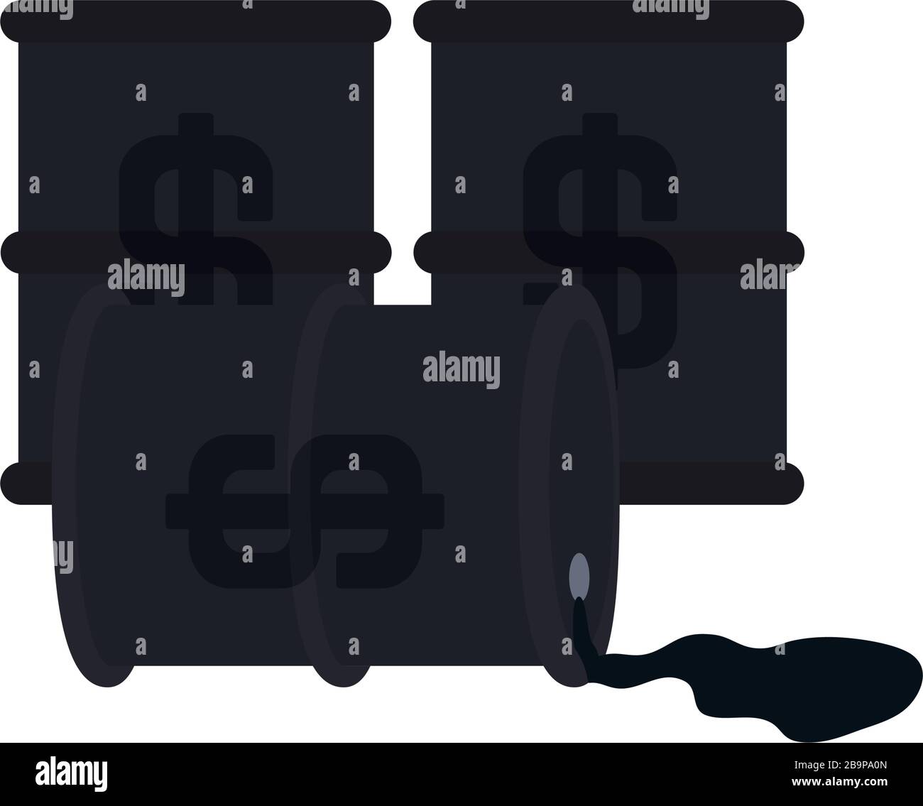 oil barrels with money symbols icon over white background, flat style ...
