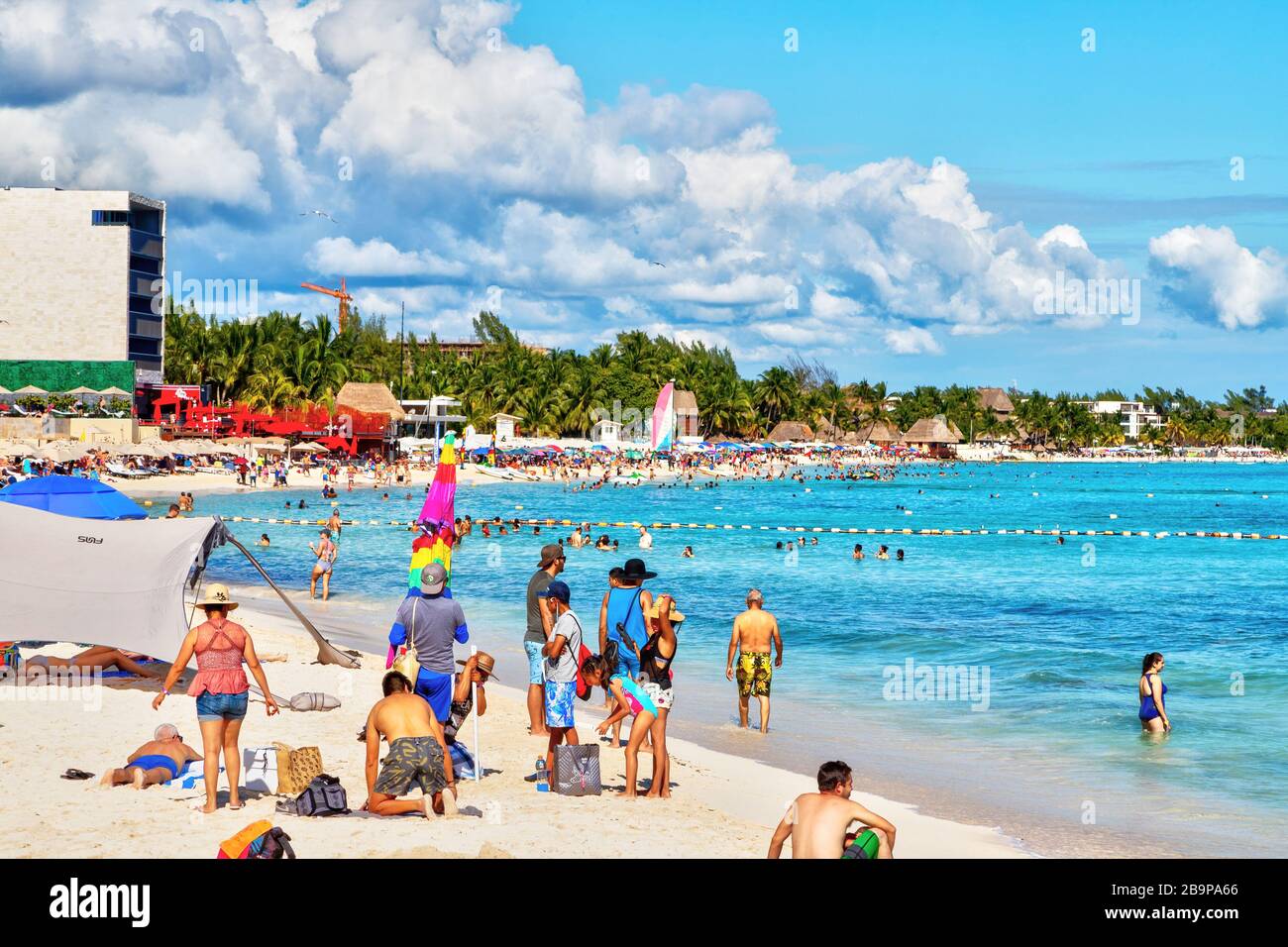 Playa Del Carmen Mexico Dec 26 2019 Crowded Beach Filled With playa-del-carmen-mexico-dec-26-2019-crowded-beach-filled-with