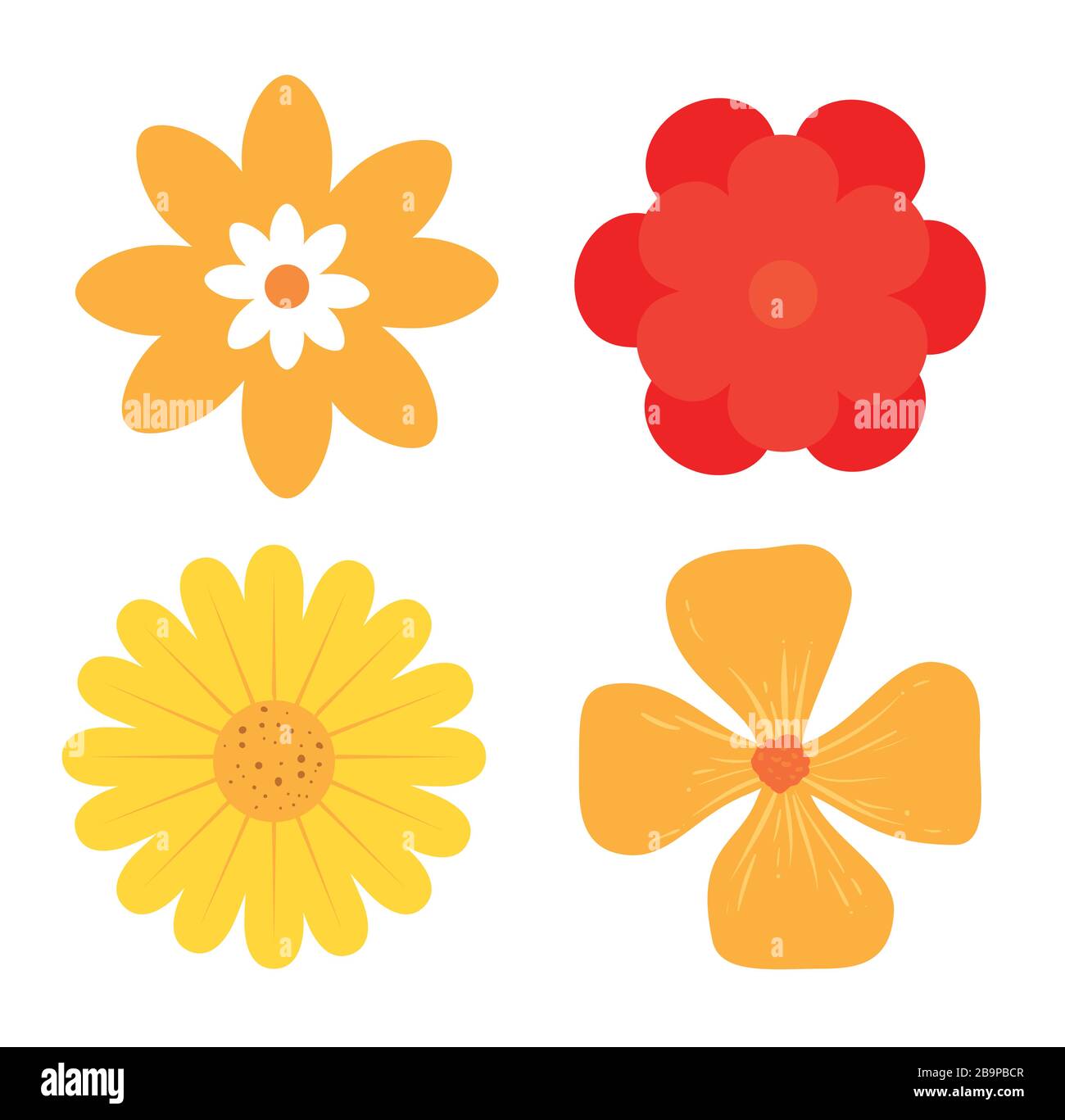 set of cute flowers naturals in white background Stock Vector Image ...