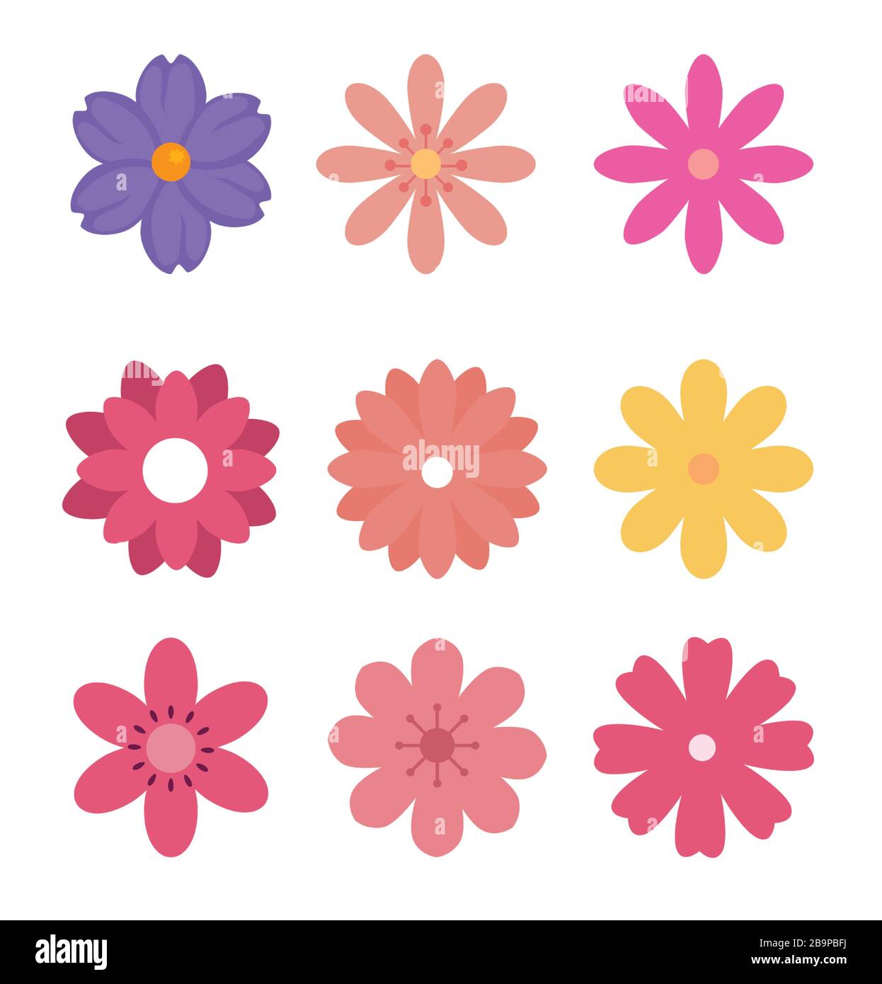 set of cute flowers naturals in white background Stock Vector Image ...