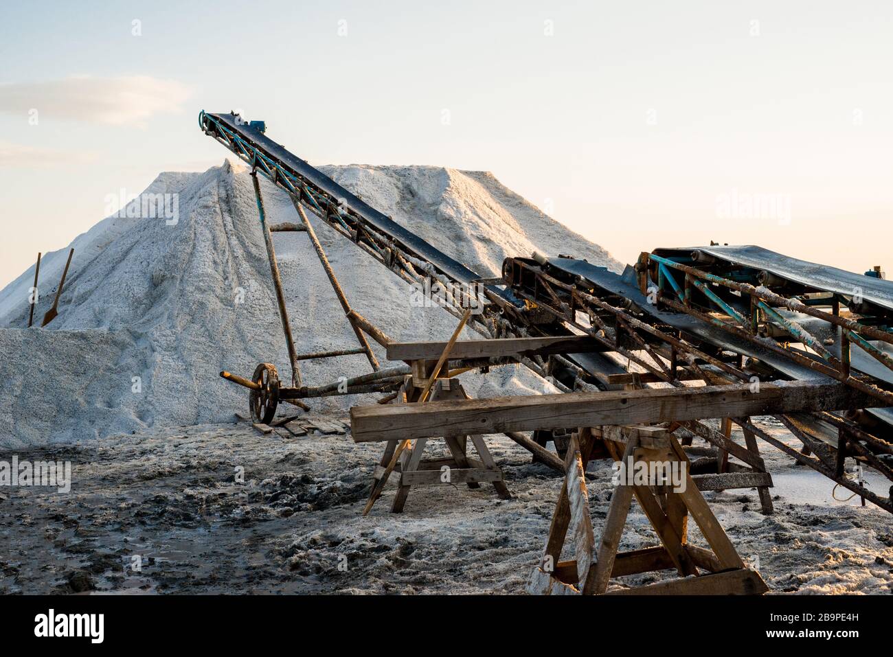 salt extraction by traditional technology - selective focus, copy space Stock Photo