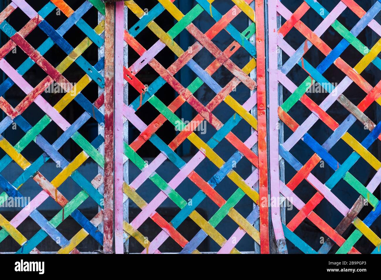 Colourful trellis Old City Jodhpur Rajasthan India Stock Photo