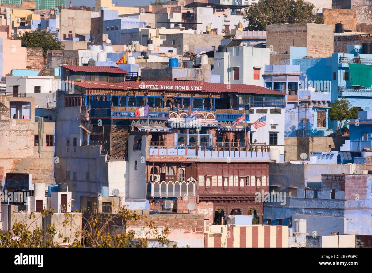 Castle View Home Stay Jodhpur Blue City Rajasthan India Stock Photo