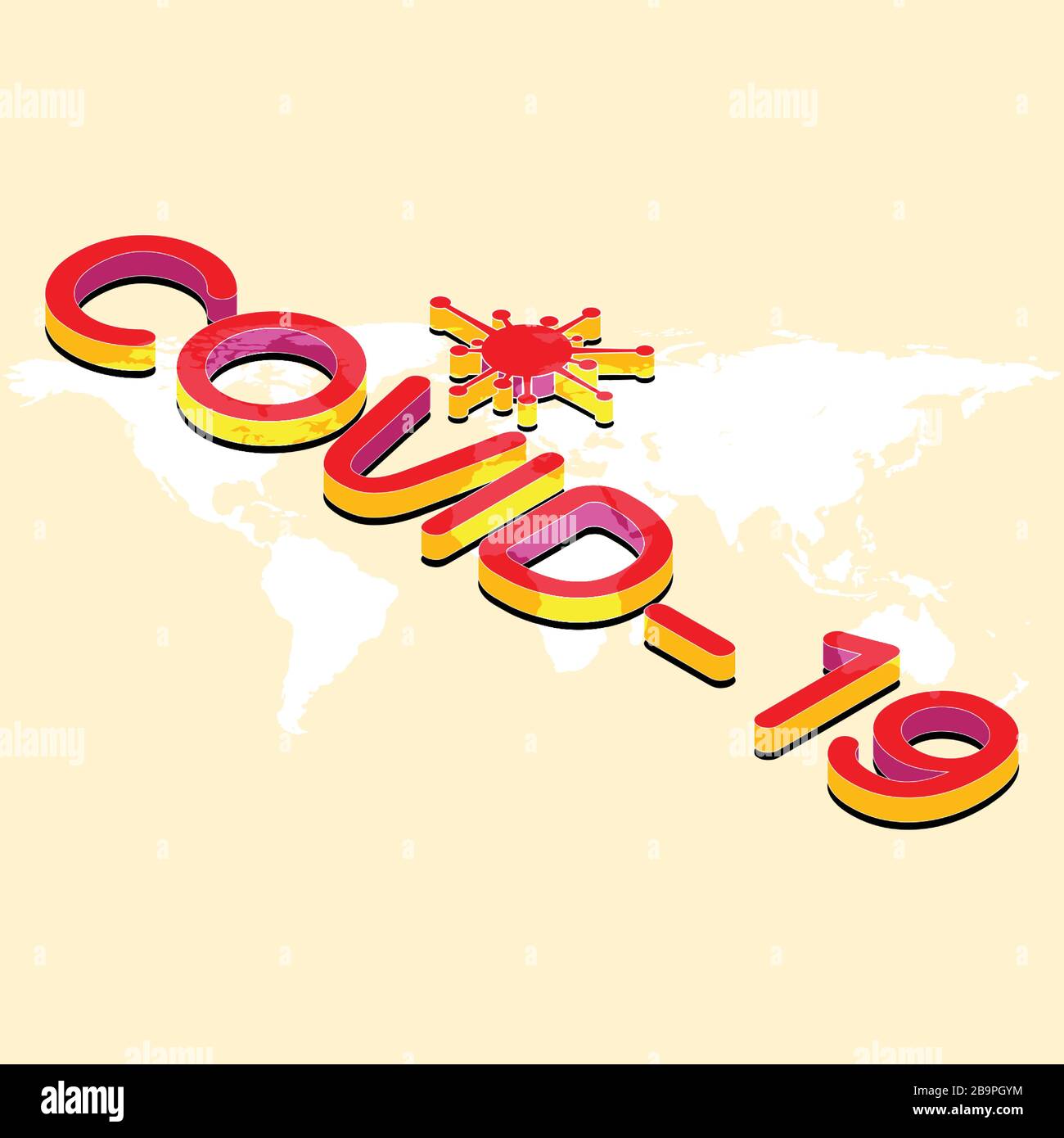 Covid-19 isomatric text design background, stock vector Stock Vector