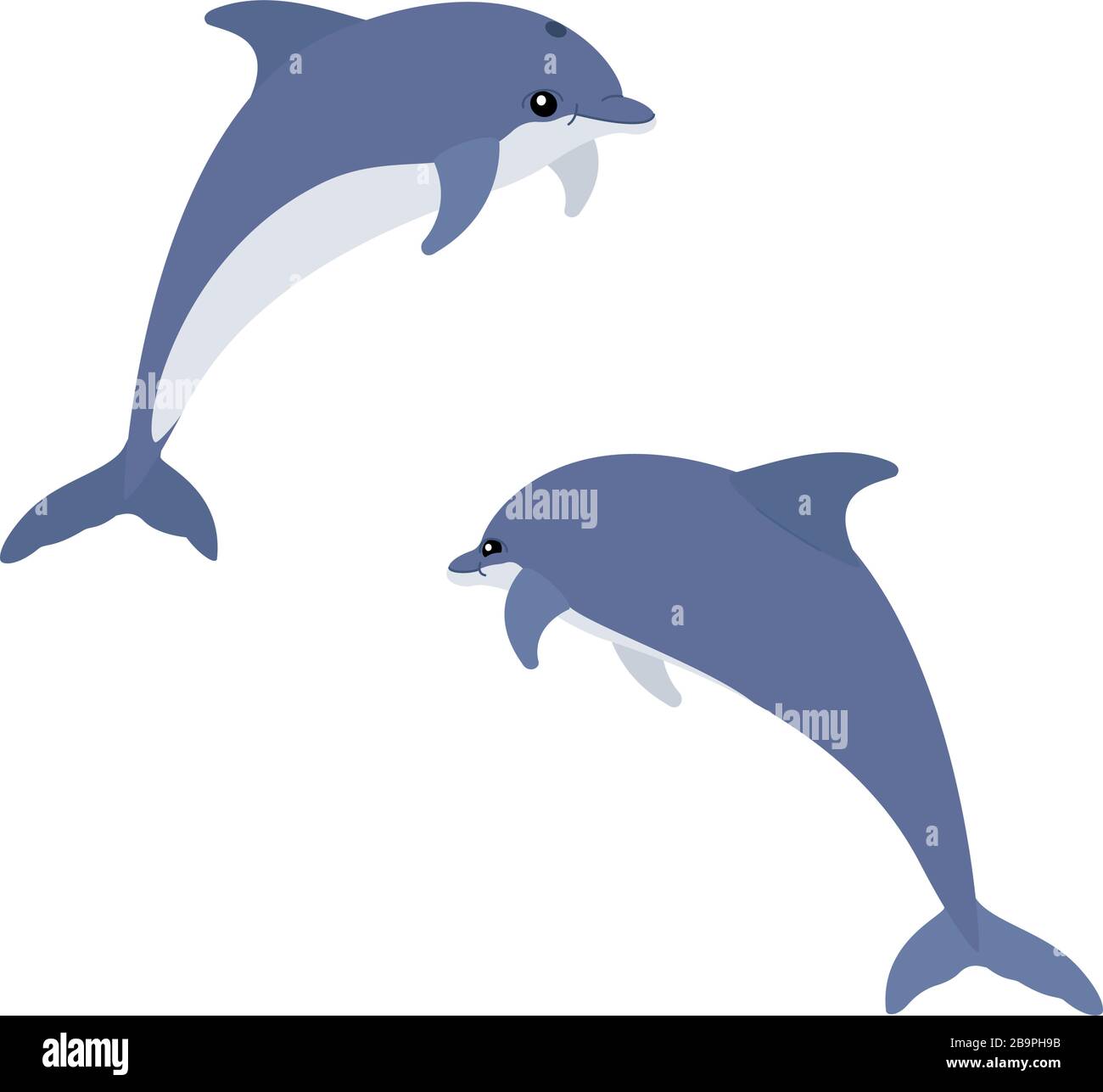vector cartoon animal clip art bottlenose dolphins Stock Vector