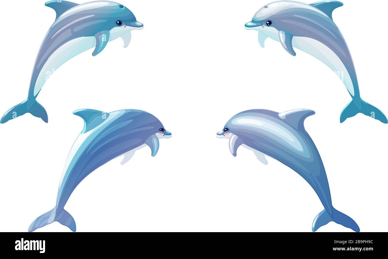 vector cartoon animal clip art bottlenose dolphins Stock Vector