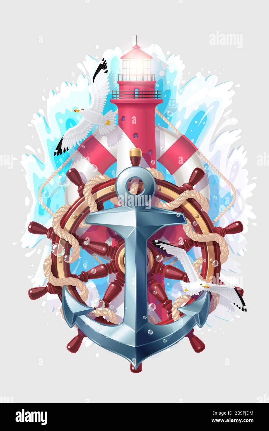 vector creative maritime ocean vacation collage Stock Vector