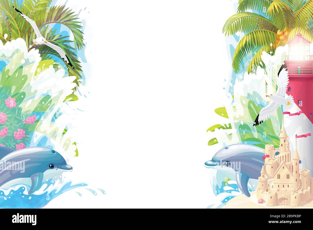 vector Sea border background. Cartoon summer clip art Stock Vector Image &  Art - Alamy