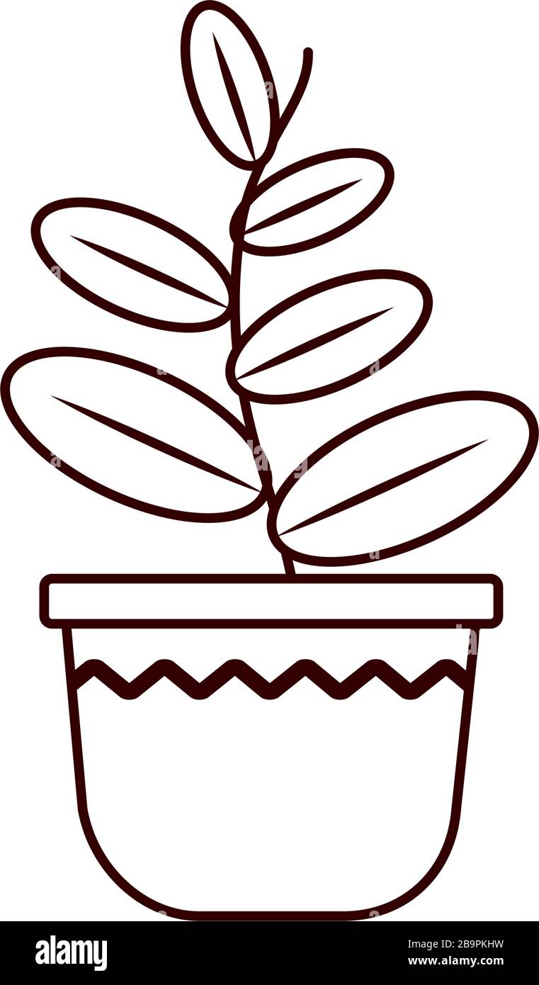 plant inside pot line style icon design of Floral nature garden ...