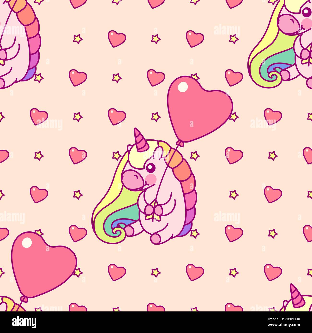 vector rainbow unicorn seamless pattern wall art Stock Vector