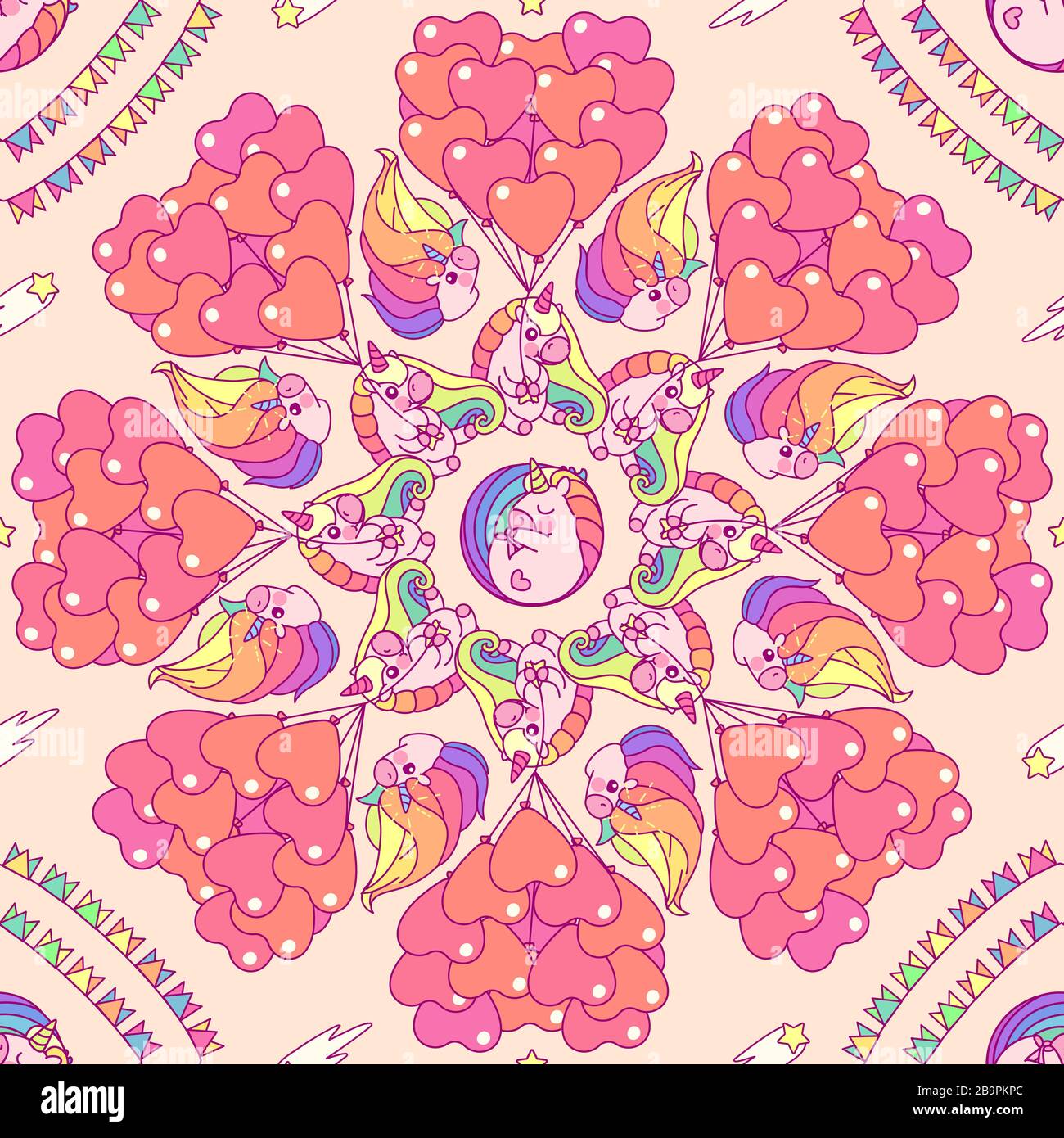 vector rainbow unicorn seamless pattern wall art Stock Vector Image ...