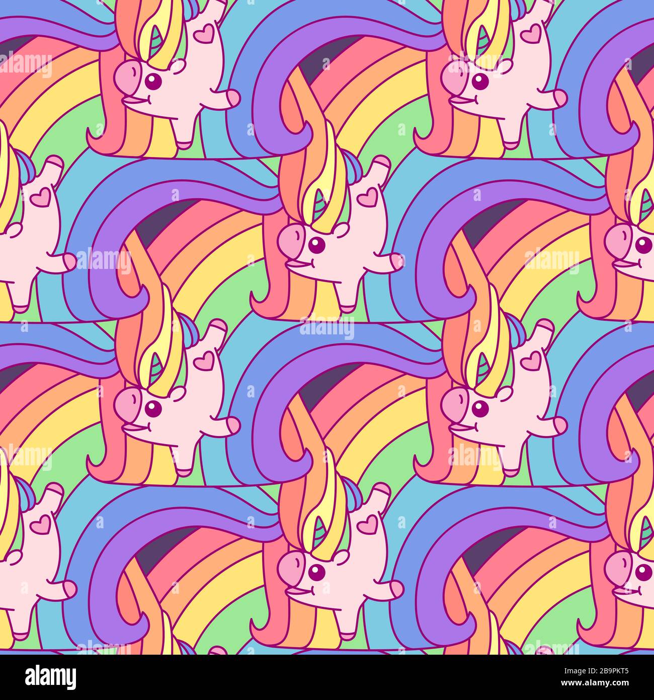 vector rainbow unicorn seamless pattern wall art Stock Vector Image ...