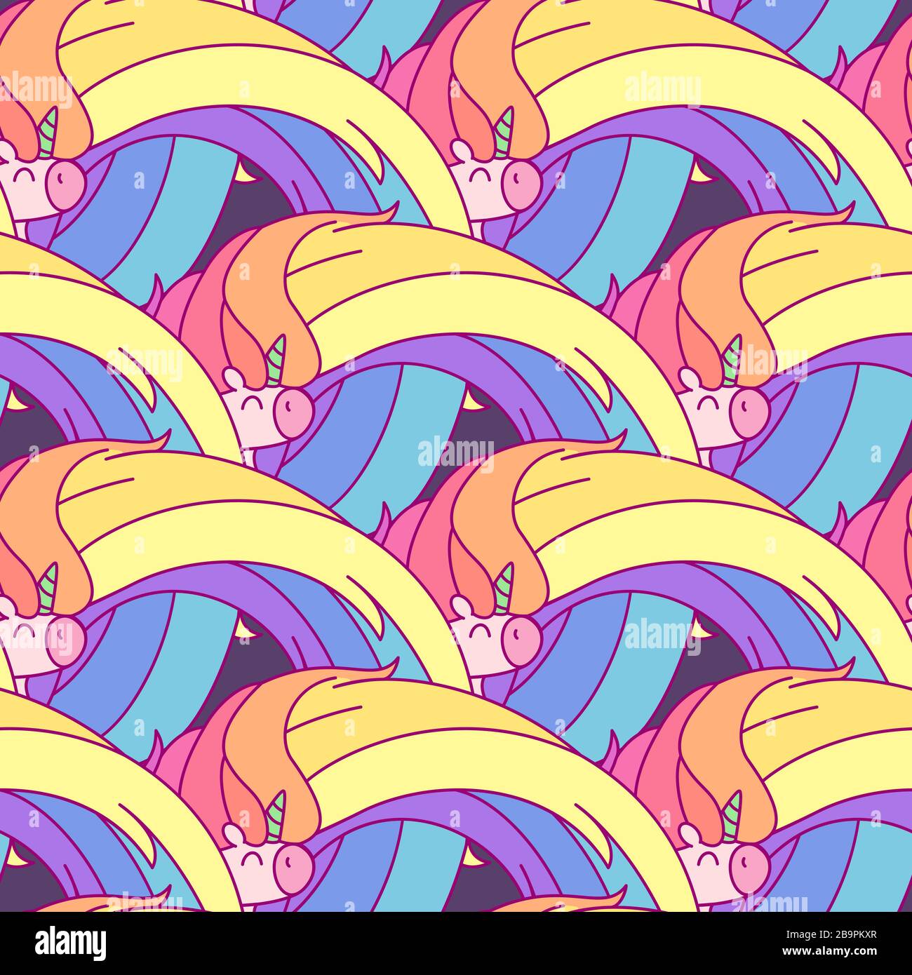 vector rainbow unicorn seamless pattern wall art Stock Vector Image ...