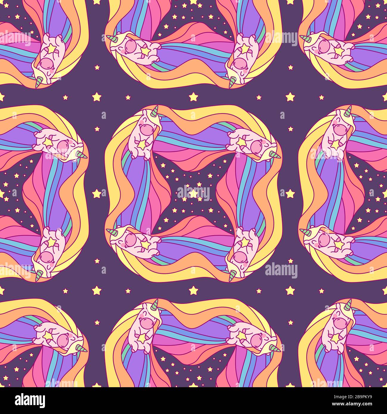 vector rainbow unicorn seamless pattern wall art Stock Vector Image ...
