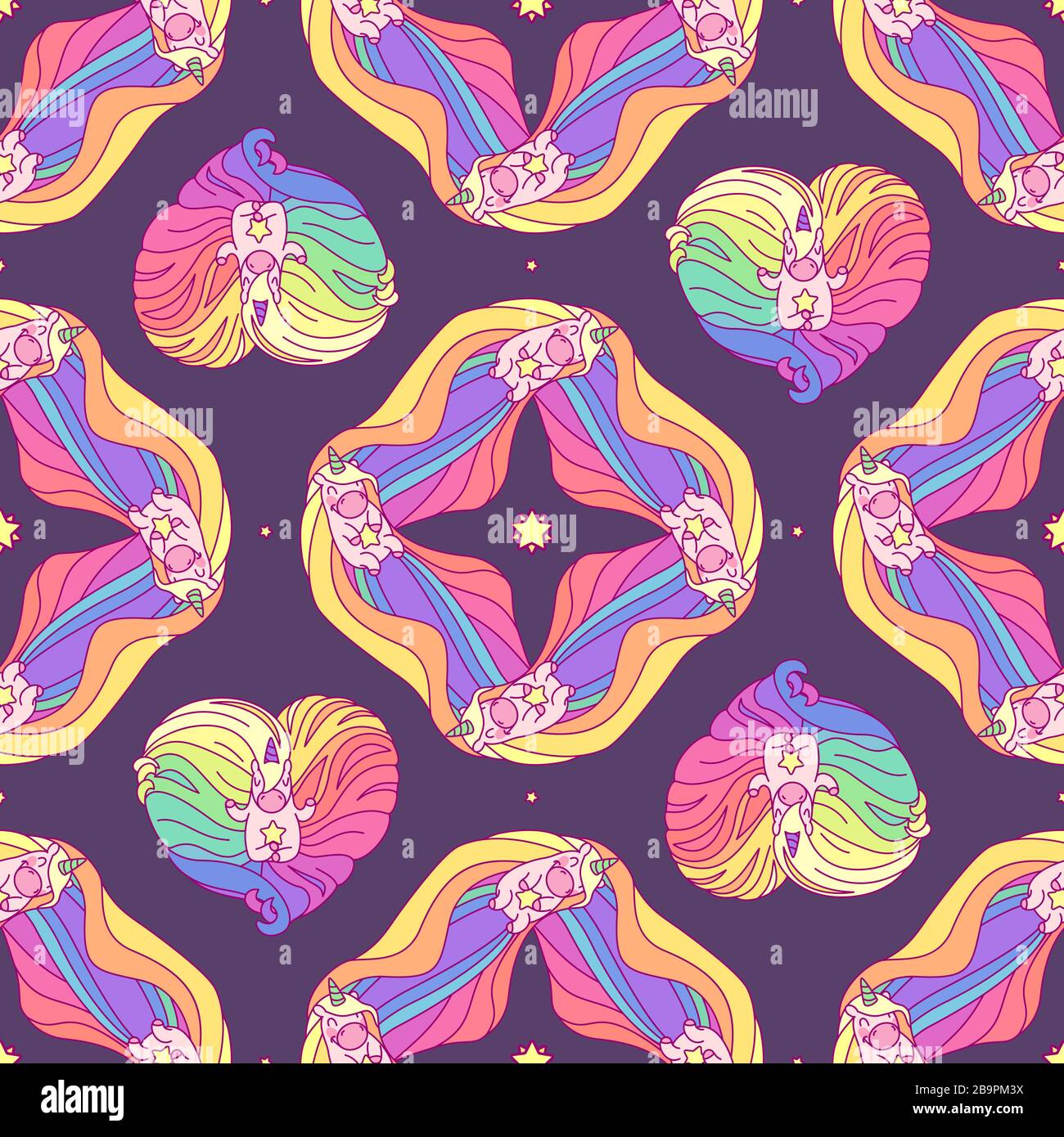 vector rainbow unicorn seamless pattern wall art Stock Vector Image ...